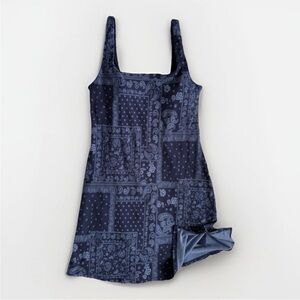 Aerie Navy Blue Patterned Dress